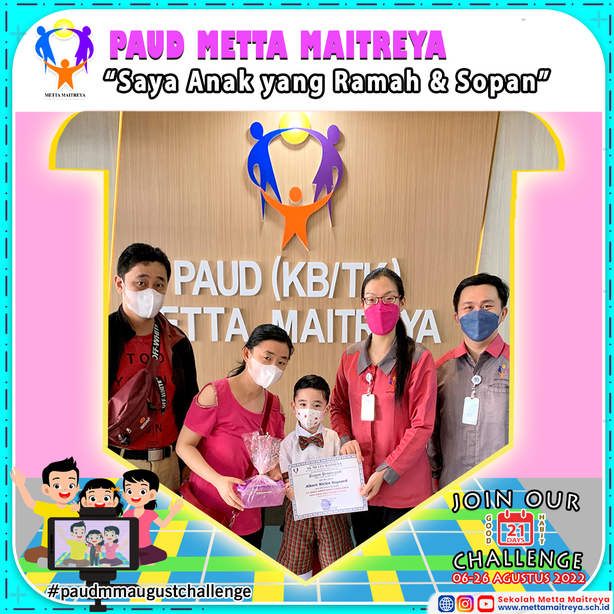 Penyerahan Piagam & Hadiah Challenge 21 Days Good Habit bulan Agustus 2022 | PAUD METTA MAITREYA